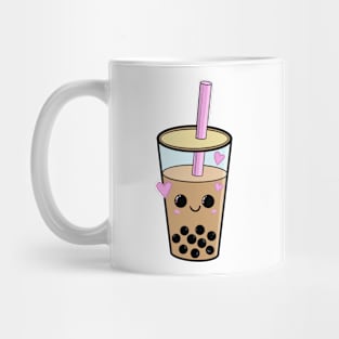 Kawaii face boba milk tea/bubble tea with hearts Mug